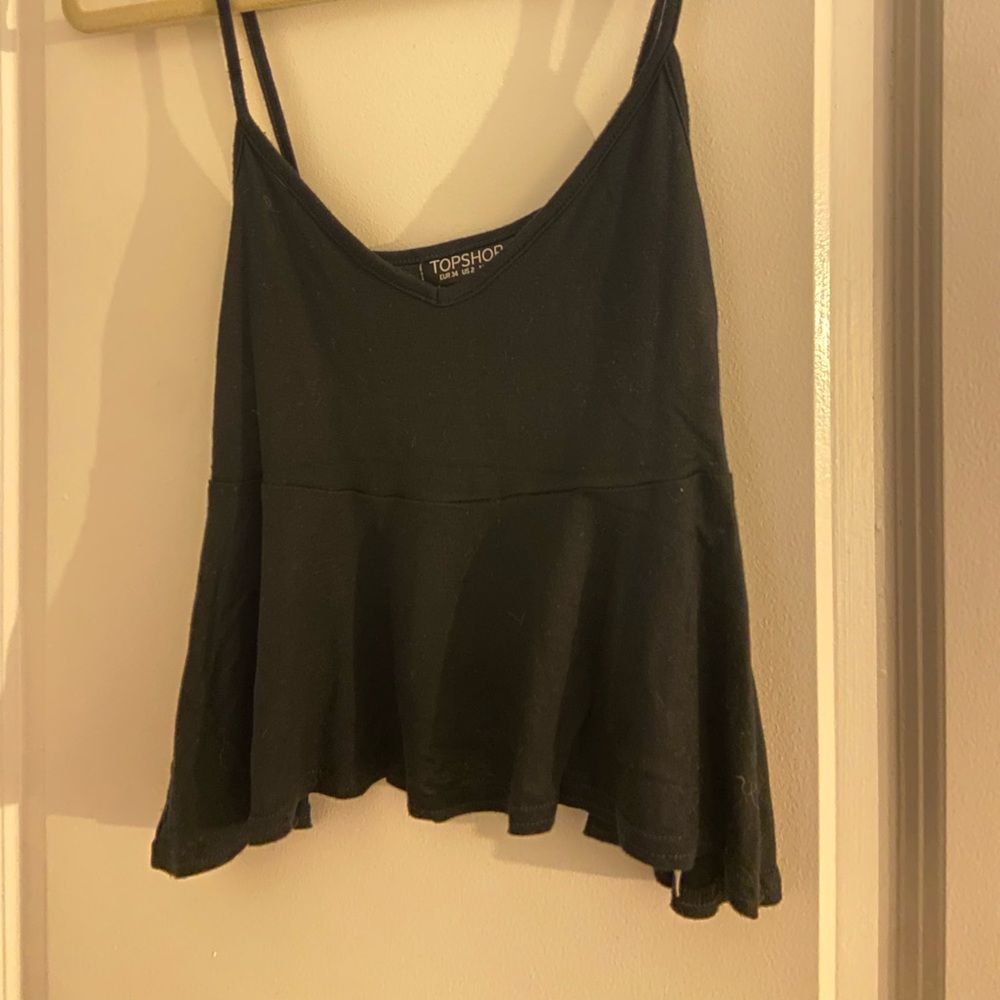 Black peplum crop top tank.